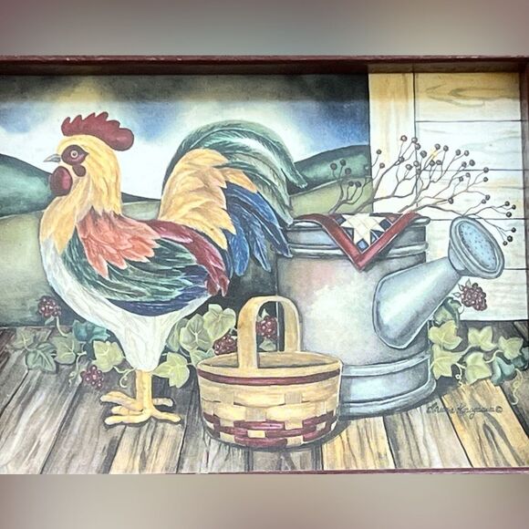 Vintage Rooster Rustic Farmhouse Wooden Hat Hanger Wall Decor Key Holder. - Picture 2 of 8